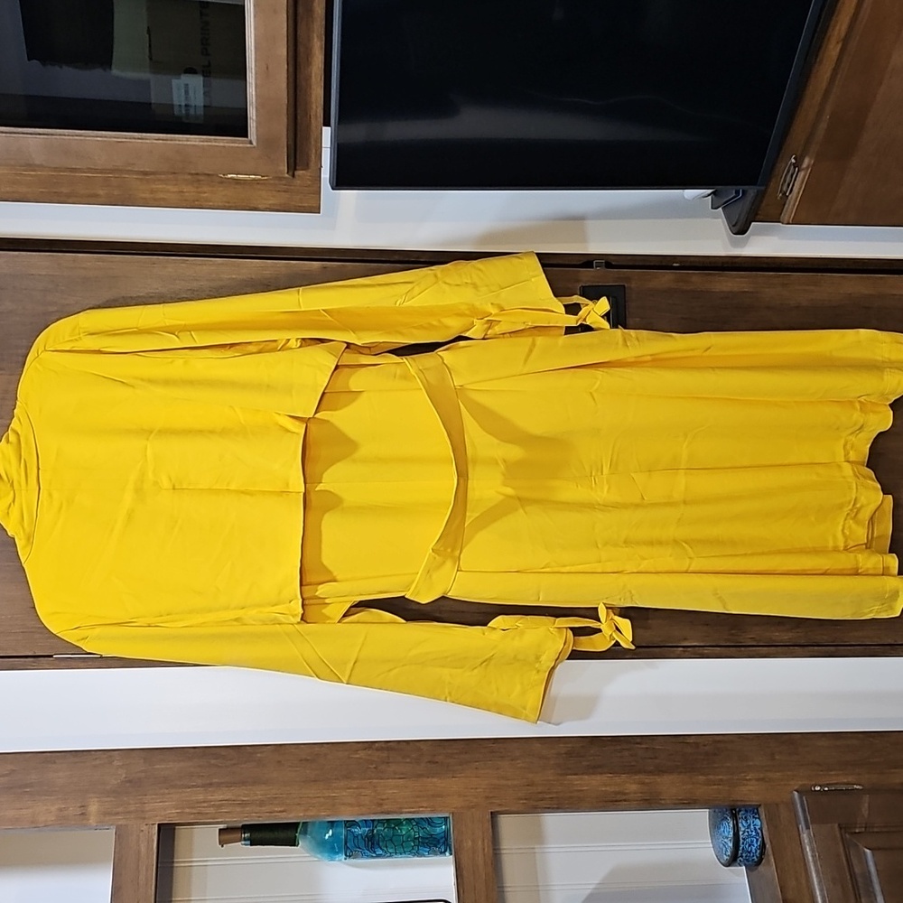 Masseys - Vibrant sunflower Yellow Drape duster jacket womens size 4X - Picture 5 of 8